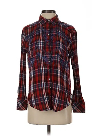Pre-owned Free People Long Sleeve Button Down Shirt In Red