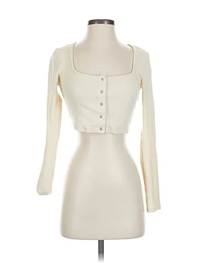Pre-owned Lovers & Friends Long Sleeve Top Ivory Sweetheart Neckline Tops In White