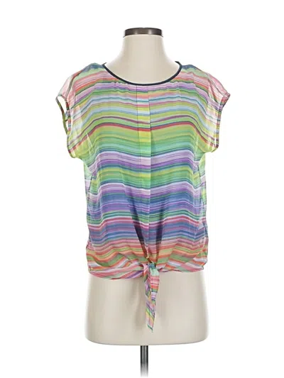 Pre-owned Liz Claiborne Short Sleeve Blouse In Purple