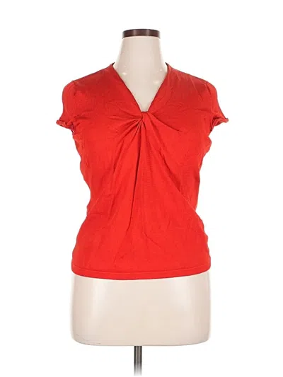 Pre-owned Jones New York Collection Short Sleeve Top Red Keyhole Neckline Tops