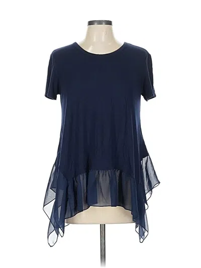 Pre-owned Cha Cha Vente Short Sleeve Top Blue Scoop Neck Tops