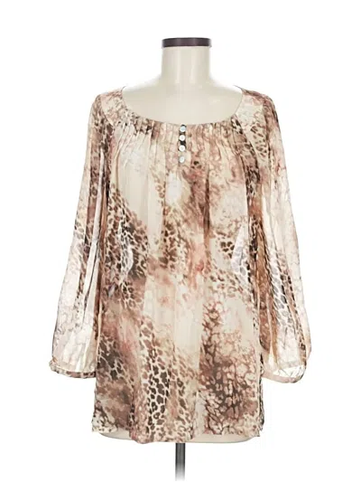 Pre-owned Chico's 3/4 Sleeve Blouse In Brown