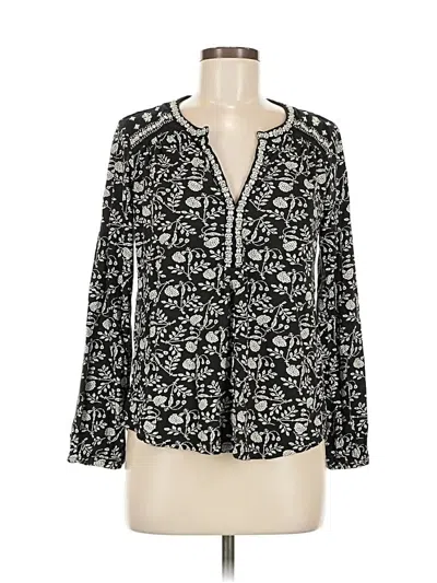 Pre-owned Lucky Brand Long Sleeve Henley Shirt In Black