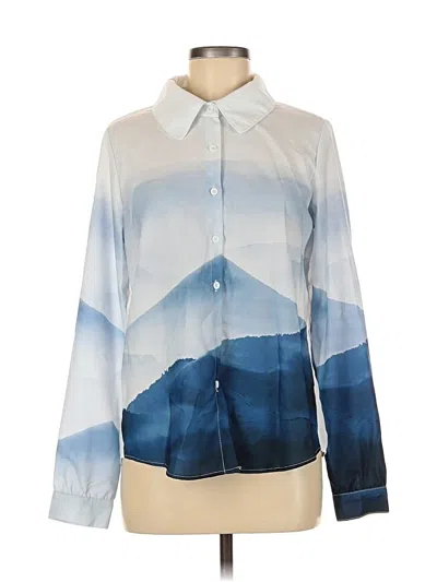 Pre-owned Unbranded Long Sleeve Blouse In Blue