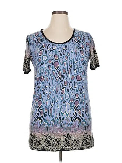 Pre-owned Simply Aster By Firmiana Short Sleeve Blouse In Blue