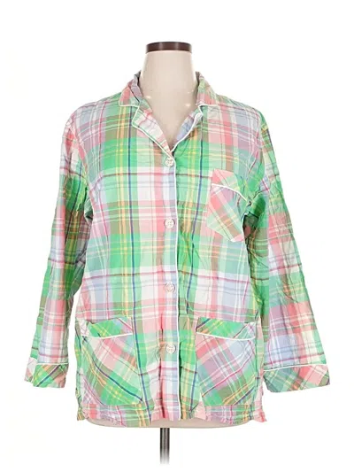 Pre-owned Victoria's Secret 3/4 Sleeve Button Down Shirt In Green