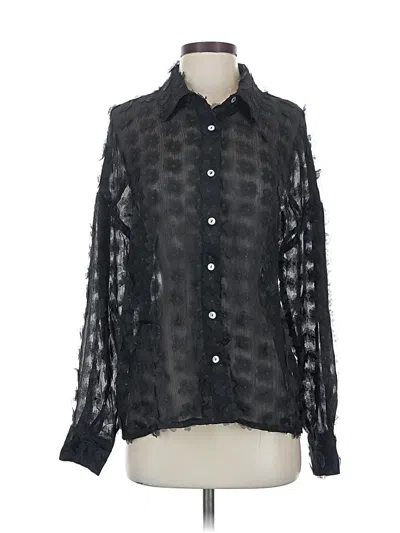 Pre-owned Luxe Long Sleeve Blouse In Black