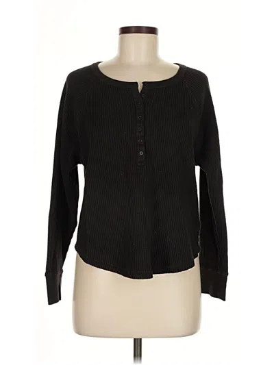 Pre-owned Gap Long Sleeve Henley Shirt In Black