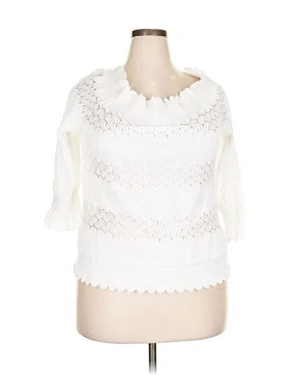 Pre-owned Deletta 3/4 Sleeve Blouse In White