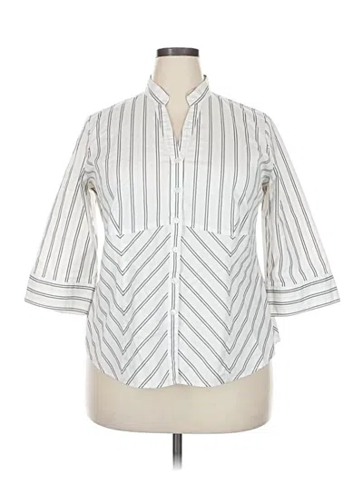 Pre-owned Style & Co 3/4 Sleeve Button Down Shirt In Silver