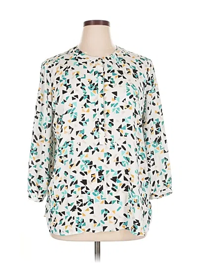 Pre-owned Jm Collection 3/4 Sleeve Blouse In White