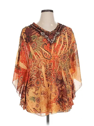 Pre-owned Chico's 3/4 Sleeve Blouse In Orange