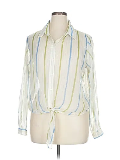 Pre-owned Ashley Stewart Long Sleeve Blouse In White