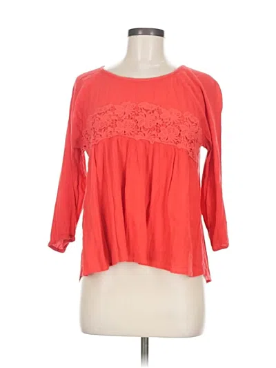 Pre-owned Hollister 3/4 Sleeve Top Red Sweetheart Neckline Tops