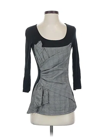 Pre-owned One September 3/4 Sleeve Top Gray Square Neckline Tops