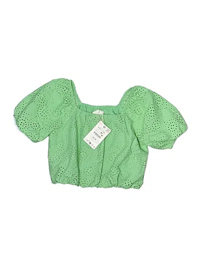 Pre-owned Zara Kids' Short Sleeve Blouse In Green