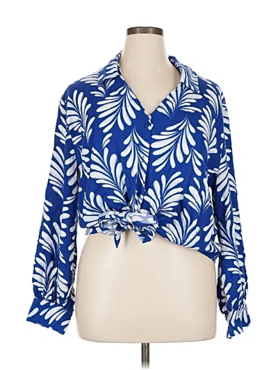 Pre-owned Ellen Tracy 3/4 Sleeve Blouse In Blue