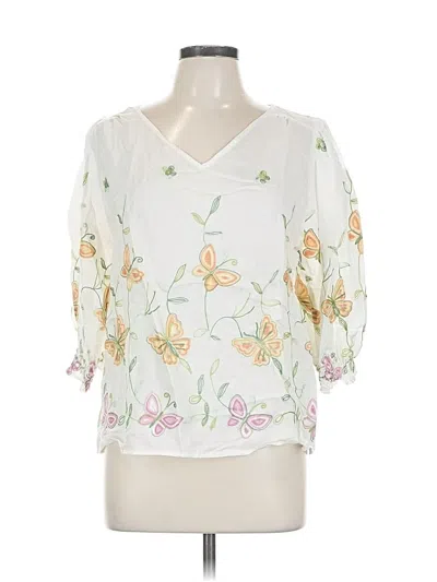 Pre-owned Kindred 3/4 Sleeve Blouse In White