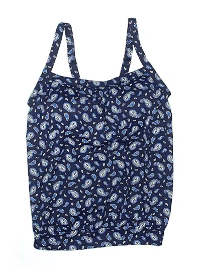Pre-owned Lands' End Swimsuit Top Blue Paisley Pattern Swimwear