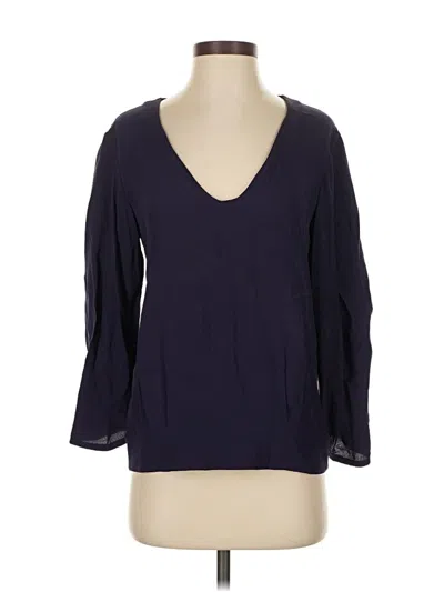 Diane Von Furstenberg 3/4 Sleeve Top Blue V Neck Tops In Blue