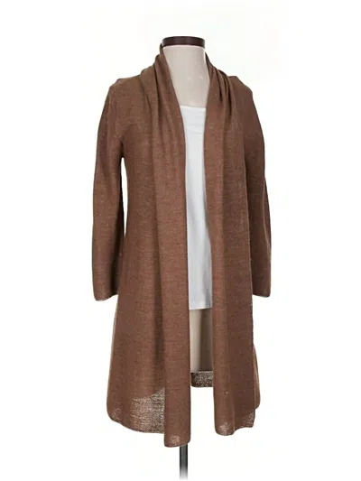 Pre-owned Peruvian Connection Wool Cardigan Sweater In Brown