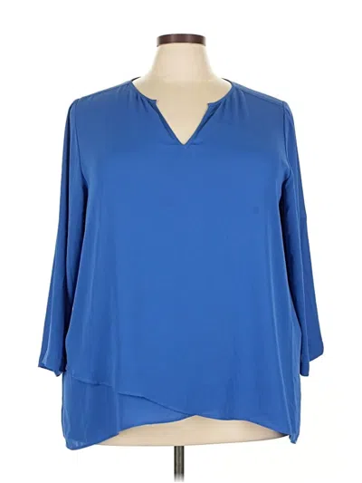 Pre-owned Karen Kane 3/4 Sleeve Blouse In Blue