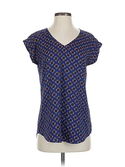 Pre-owned Express Short Sleeve Blouse In Blue