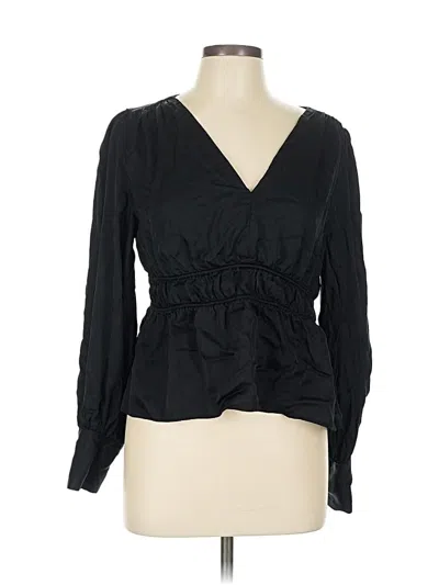 Pre-owned Madewell Long Sleeve Blouse In Black
