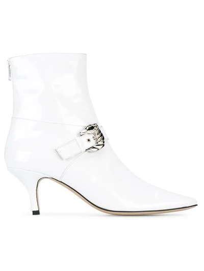Dorateymur Saloon Buckled Patent-leather Ankle Boots In White