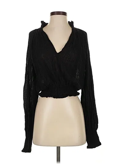 Pre-owned Fp One Long Sleeve Blouse In Black