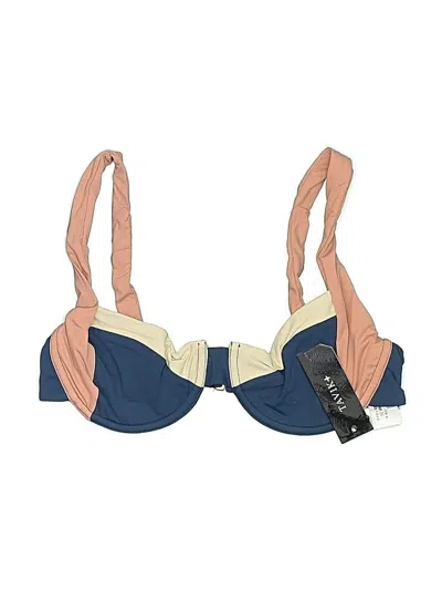 Tavik Swimsuit Top Blue Color Block Pattern Swimwear In Multi