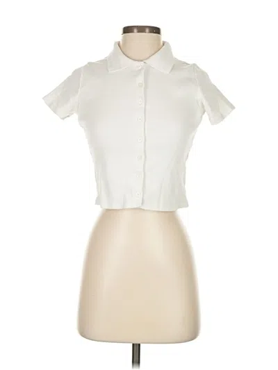 Pre-owned Brandy Melville Short Sleeve Top White Collared Neckline Tops