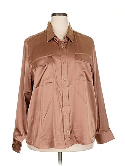 Pre-owned Equipment Long Sleeve Blouse In Brown
