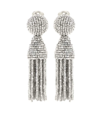 Oscar De La Renta Tassel Clip-on Earrings In Silver