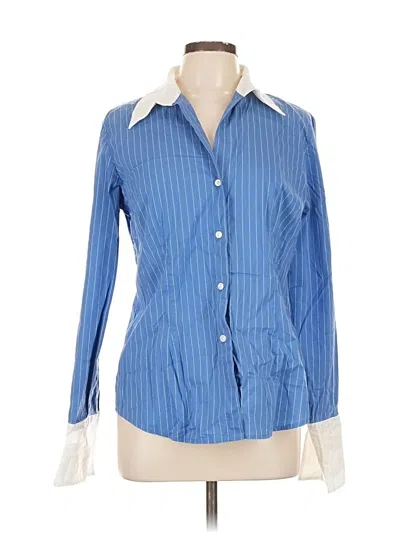 Pre-owned New York And Company Long Sleeve Button Down Shirt In Blue