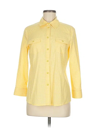 Pre-owned Saks Fifth Avenue 3/4 Sleeve Button Down Shirt In Yellow