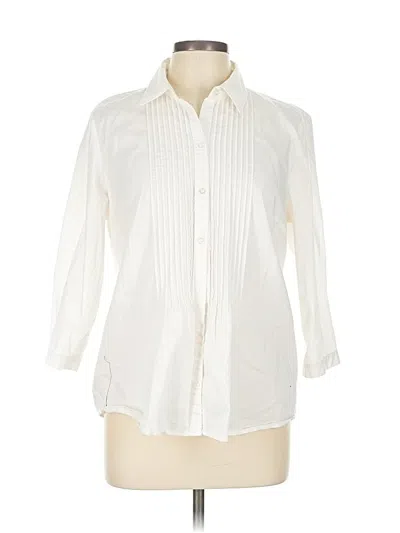 Pre-owned Rafaella 3/4 Sleeve Button Down Shirt In White