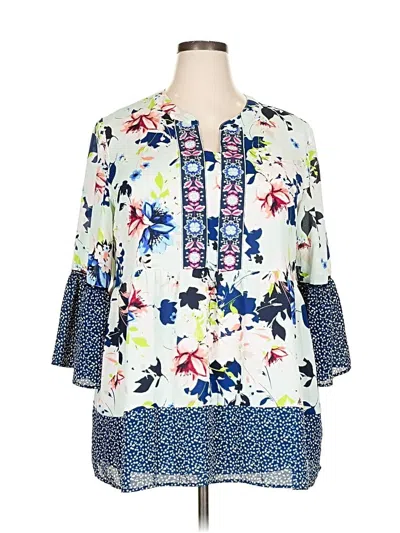 Pre-owned The Pioneer Woman 3/4 Sleeve Blouse In Blue