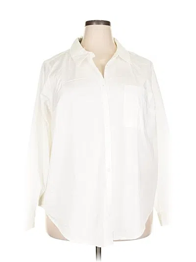 Pre-owned Torrid Long Sleeve Button Down Shirt In White