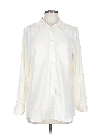 Pre-owned Chico's Long Sleeve Button Down Shirt In White