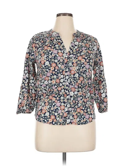 Pre-owned St. John's Bay 3/4 Sleeve Blouse In Blue