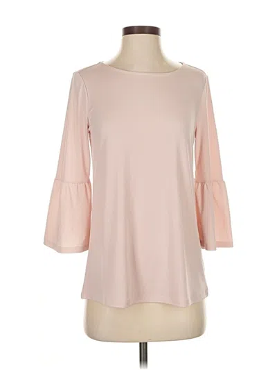 Pre-owned Ellen Tracy 3/4 Sleeve Top Pink Boatneck Tops