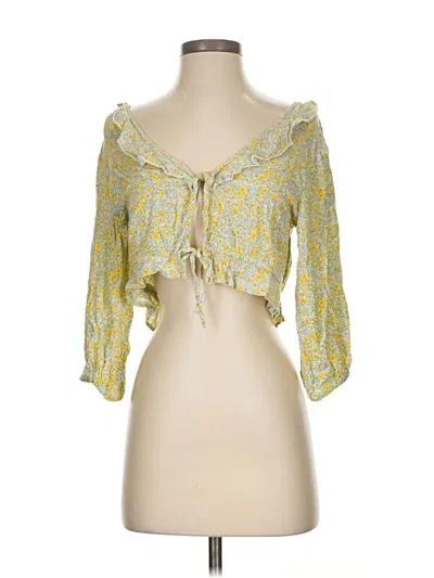 Pre-owned Stradivarius 3/4 Sleeve Blouse In Yellow