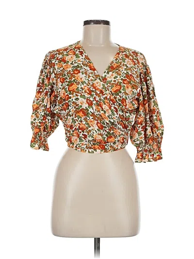 Pre-owned Faithfull The Brand 3/4 Sleeve Blouse In Orange