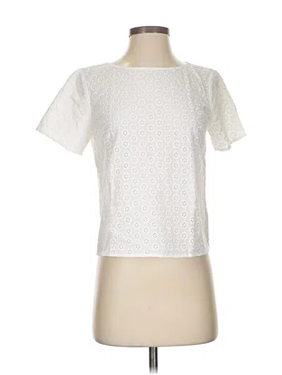 Pre-owned Brooks Brothers Short Sleeve Top White Square Neckline Tops