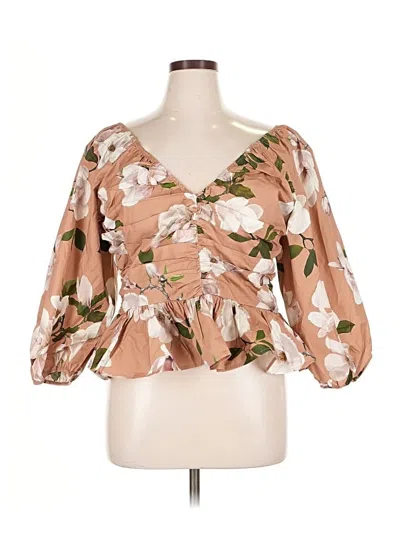 Pre-owned Express 3/4 Sleeve Blouse In Brown