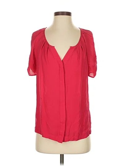 Pre-owned Joie Short Sleeve Silk Top Red Plunge Neckline Tops