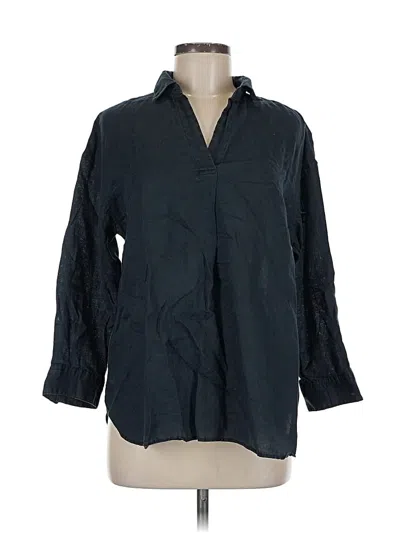 Pre-owned Uniqlo 3/4 Sleeve Button Down Shirt In Black