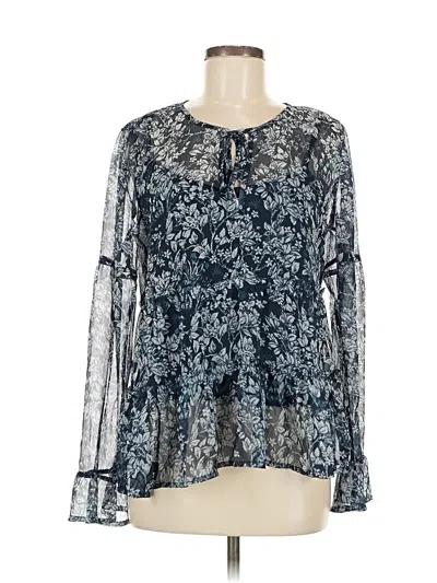 Pre-owned Lucky Brand Long Sleeve Blouse In Blue