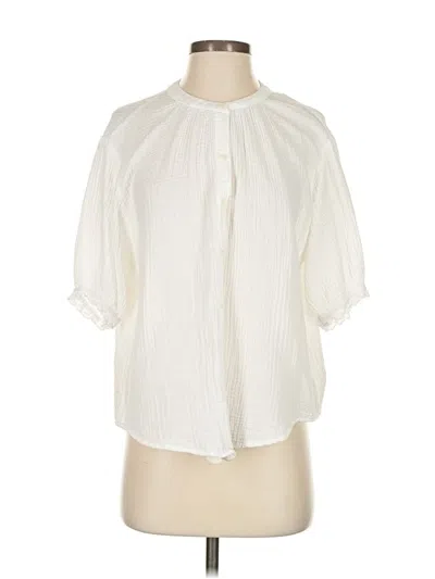 Pre-owned Velvet By Graham & Spencer Short Sleeve Blouse In White